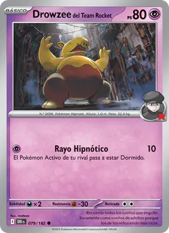 Carta Drowzee del Team Rocket de la expansión Rivales Predestinados, número 079/182