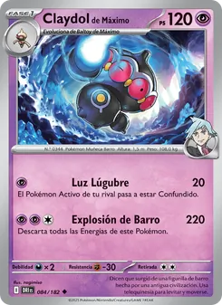 Carta Claydol de Máximo de la expansión Rivales Predestinados, número 084/182