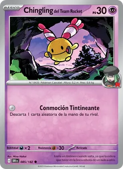 Carta Chingling del Team Rocket de la expansión Rivales Predestinados, número 085/182