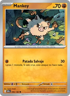 Carta Mankey de la expansión Rivales Predestinados, número 090/182