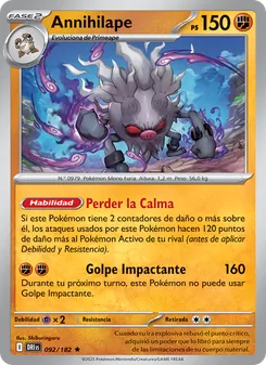 Carta Annihilape de la expansión Rivales Predestinados, número 092/182