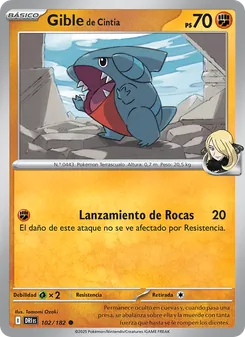 Carta Gible de Cintia de la expansión Rivales Predestinados, número 102/182