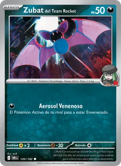 Carta Zubat del Team Rocket de la expansión Rivales Predestinados, número 120/182