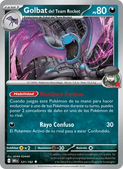 Carta Golbat del Team Rocket de la expansión Rivales Predestinados, número 121/182