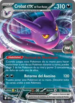 Carta Crobat ex del Team Rocket de la expansión Rivales Predestinados, número 122/182