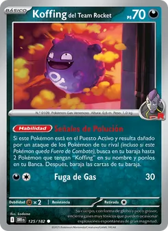 Carta Koffing del Team Rocket de la expansión Rivales Predestinados, número 125/182