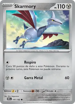 Carta Skarmory de la expansión Rivales Predestinados, número 141/182