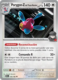Carta Porygon-Z del Team Rocket de la expansión Rivales Predestinados, número 155/182