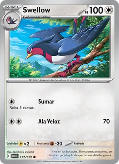 Carta Swellow de la expansión Rivales Predestinados, número 157/182