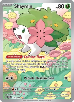 Carta Shaymin de la expansión Rivales Predestinados, número 185/182