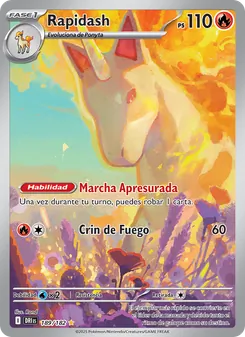 Carta Rapidash de la expansión Rivales Predestinados, número 189/182