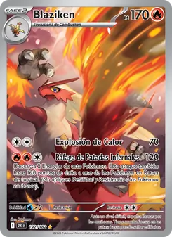 Carta Blaziken de la expansión Rivales Predestinados, número 192/182