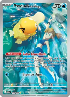 Carta Psyduck de Misty de la expansión Rivales Predestinados, número 193/182