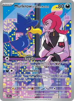 Carta Murkrow del Team Rocket de la expansión Rivales Predestinados, número 200/182