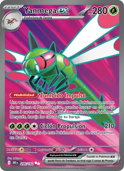 Carta Yanmega ex de la expansión Rivales Predestinados, número 206/182