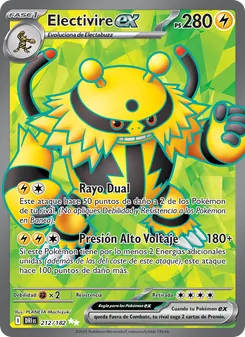 Carta Electivire ex de la expansión Rivales Predestinados, número 212/182