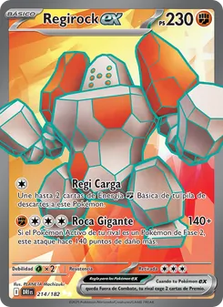 Carta Regirock ex de la expansión Rivales Predestinados, número 214/182