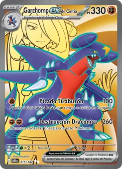 Carta Garchomp ex de Cintia de la expansión Rivales Predestinados, número 215/182
