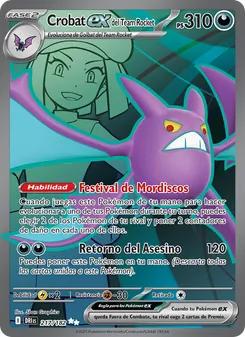 Carta Crobat ex del Team Rocket de la expansión Rivales Predestinados, número 217/182
