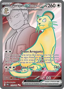 Carta Persian ex del Team Rocket de la expansión Rivales Predestinados, número 219/182