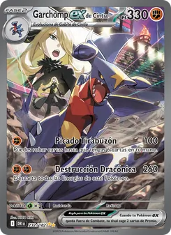 Carta Garchomp ex de Cintia de la expansión Rivales Predestinados, número 232/182