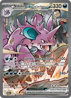 Carta Nidoking ex del Team Rocket de la expansión Rivales Predestinados, número 233/182