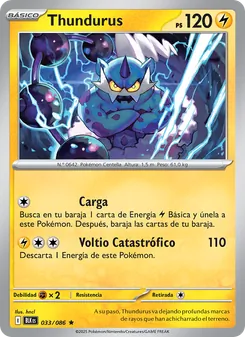 Carta Thundurus de la expansión Fulgor Negro, número 033/86