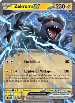 Carta Zekrom ex de la expansión Fulgor Negro, número 034/86
