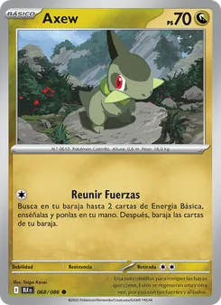 Carta Axew de la expansión Fulgor Negro, número 068/86