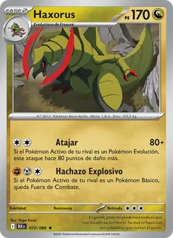 Carta Haxorus de la expansión Fulgor Negro, número 070/86