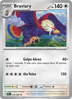Carta Braviary de la expansión Fulgor Negro, número 078/86