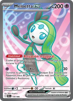 Carta Meloetta ex de la expansión Fulgor Negro, número 159/86