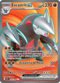 Carta Excadrill ex de la expansión Fulgor Negro, número 160/86