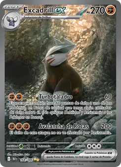 Carta Excadrill ex de la expansión Fulgor Negro, número 168/86