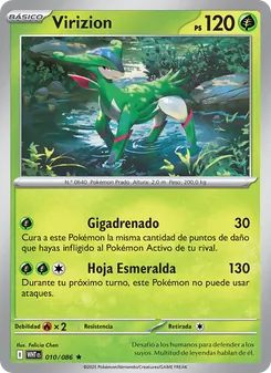 Carta Virizion de la expansión Llama Blanca, número 010/86