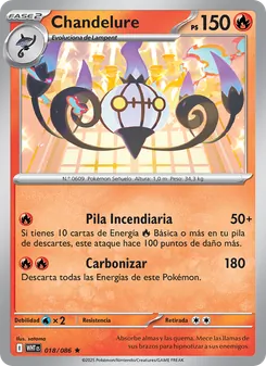 Carta Chandelure de la expansión Llama Blanca, número 018/86