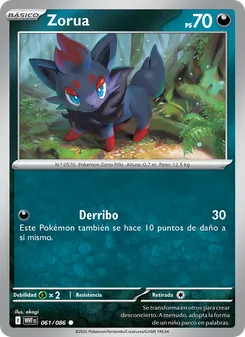 Carta Zorua de la expansión Llama Blanca, número 061/86