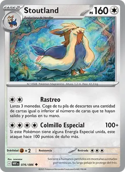 Carta Stoutland de la expansión Llama Blanca, número 076/86