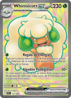 Carta Whimsicott ex de la expansión Llama Blanca, número 157/86