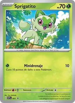 Carta Sprigatito de la expansión SVP Black Star Promos, número 001/225
