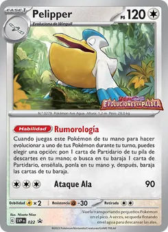 Carta Pelipper de la expansión SVP Black Star Promos, número 022/225