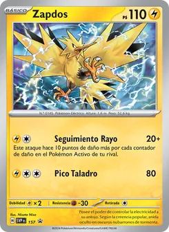Carta Zapdos de la expansión SVP Black Star Promos, número 157/225