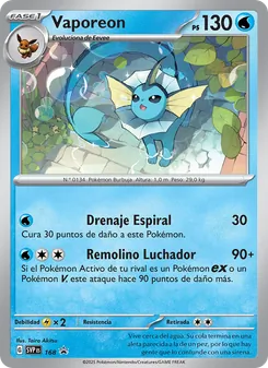 Carta Vaporeon de la expansión SVP Black Star Promos, número 168/225