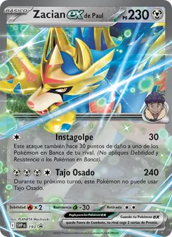 Carta Zacian ex de Paul de la expansión SVP Black Star Promos, número 193/225