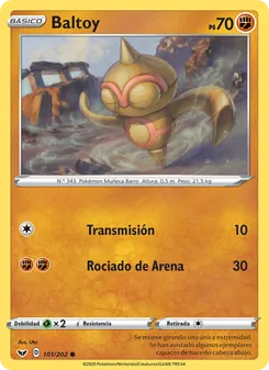 Carta Baltoy de la expansión Espada y Escudo, número 101/202