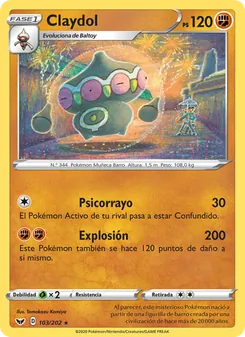 Carta Claydol de la expansión Espada y Escudo, número 103/202