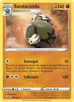 Carta Sandaconda de la expansión Espada y Escudo, número 109/202