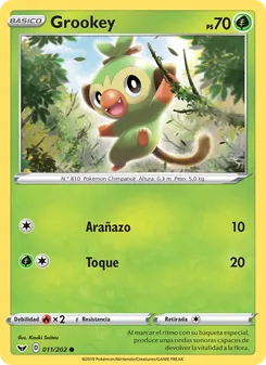 Carta Grookey de la expansión Espada y Escudo, número 11/202