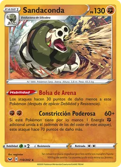 Carta Sandaconda de la expansión Espada y Escudo, número 110/202