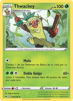 Carta Thwackey de la expansión Espada y Escudo, número 12/202